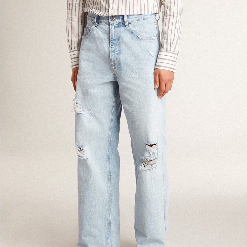 Golden Goose Light Blue Distressed Jeans